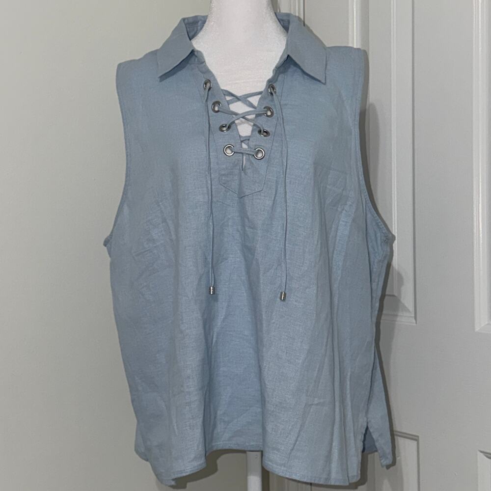 Michael Kors Sleeveless Linen-blend Lace-up Top